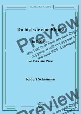 page one of Schumann-Du bist wie eine Blume in C Major,for Voice&Pno