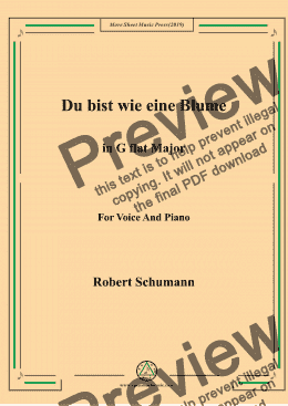 page one of Schumann-Du bist wie eine Blume in G flat Major,for Voice&Pno
