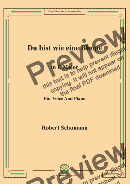 page one of Schumann-Du bist wie eine Blume in E Major,for Voice&Pno