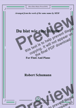 page one of Schumann-Du bist wie eine Blume,for Flute and Piano
