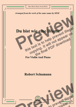 page one of Schumann-Du bist wie eine Blume,for Violin and Piano