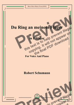 page one of Schumann-Du Ring an meinem Finger in F Major,for Voice&Pno