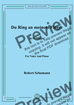 page one of Schumann-Du Ring an meinem Finger in G Major,for Voice&Pno