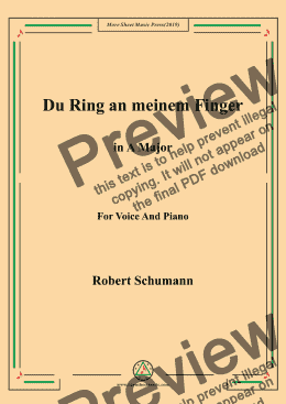 page one of Schumann-Du Ring an meinem Finger in A Major,for Voice&Pno