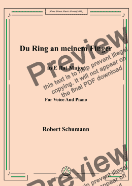 page one of Schumann-Du Ring an meinem Finger in E flat Major,for Voice&Pno