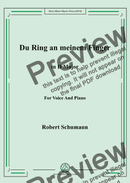 page one of Schumann-Du Ring an meinem Finger in D Major,for Voice&Pno