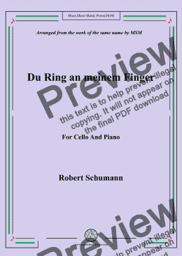 page one of Schumann-Du Ring an meinem Finger,for Cello and Piano