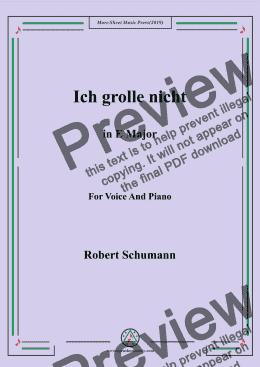 page one of Schumann-Ich grolle nicht in E Major,for Voice&Pno