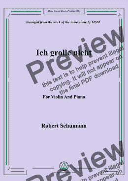 page one of Schumann-Ich grolle nicht,for Violin and Piano