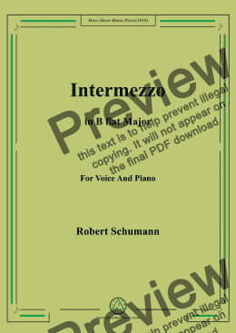 page one of Schumann-Intermezzo in B flat Major,for Voice&Pno