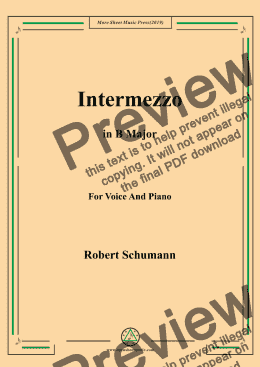 page one of Schumann-Intermezzo in B Major,for Voice&Pno