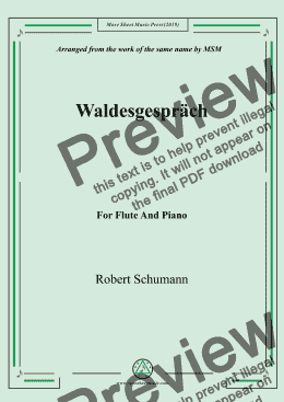 page one of Schumann-Waldesgespräch,for Flute and Piano