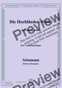 page one of Schumann-Die Hochländer-Wittwe,in f sharp minor,for Voice and Piano
