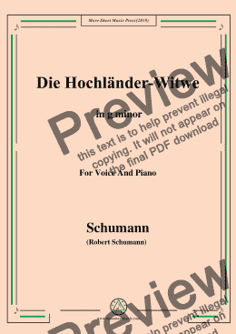 page one of Schumann-Die Hochländer-Wittwe,in g minor,for Voice and Piano