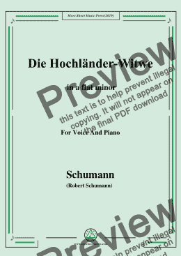 page one of Schumann-Die Hochländer-Wittwe,in a flat minor,for Voice and Piano