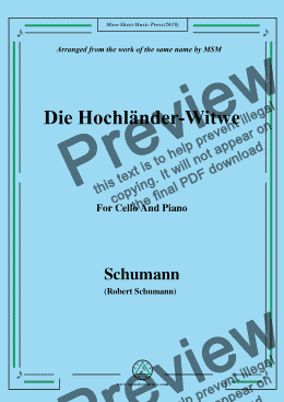 page one of Schumann-Die Hochländer-Wittwe,for Cello and Piano