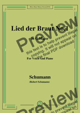 page one of Schumann-Lied der Braut No.1,in G Major,for Voice and Piano