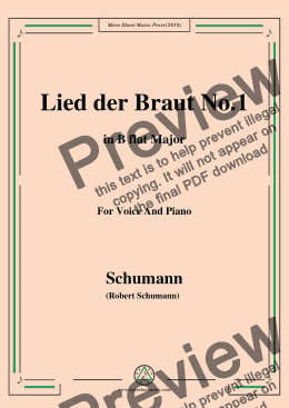 page one of Schumann-Lied der Braut No.1,in B flat Major,for Voice and Piano