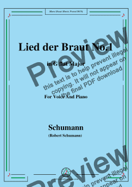 page one of Schumann-Lied der Braut No.1,in G flat Major,for Voice and Piano