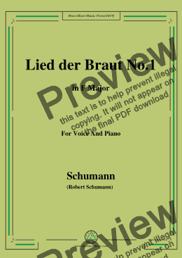 page one of Schumann-Lied der Braut No.1,in F Major,for Voice and Piano