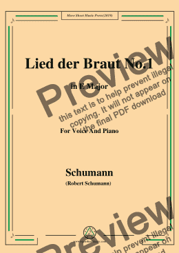 page one of Schumann-Lied der Braut No.1,in E Major,for Voice and Piano