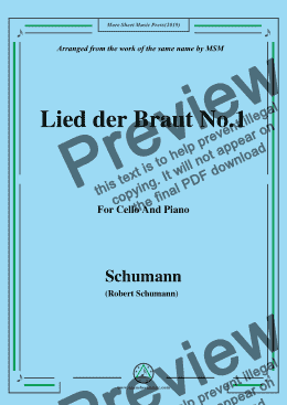 page one of Schumann-Lied der Braut No.1,for Cello and Piano