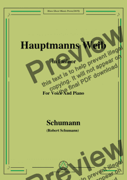 page one of Schumann-Hauptmanng Weib,in f minor,for Voice and Piano