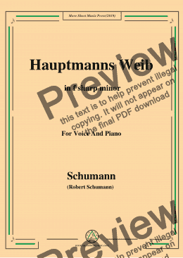 page one of Schumann-Hauptmanng Weib,in f sharp minor,for Voice and Piano