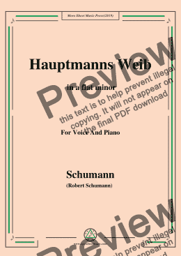page one of Schumann-Hauptmanng Weib,in a flat minor,for Voice and Piano