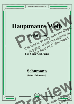 page one of Schumann-Hauptmanng Weib,in e flat minor,for Voice and Piano