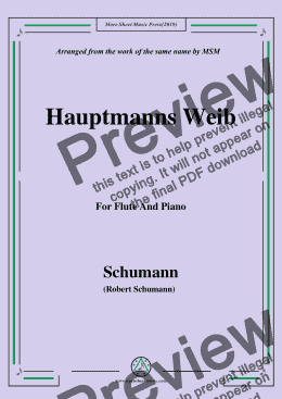 page one of Schumann-Hauptmanng Weib,for Flute and Piano