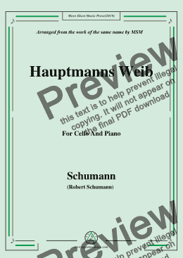 page one of Schumann-Hauptmanng Weib,for Cello and Piano