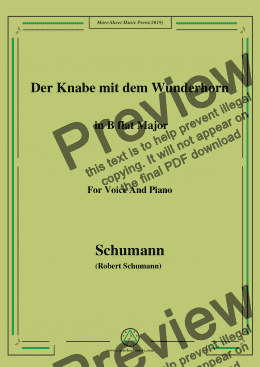 page one of Schumann-Der Knabe mit dem Wunderhorn,in B flat Major,for Voice and Piano