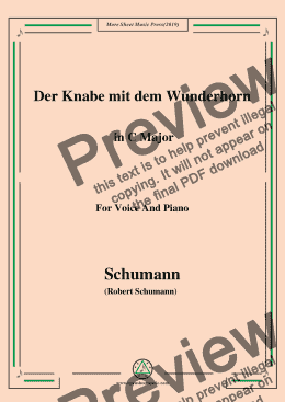 page one of Schumann-Der Knabe mit dem Wunderhorn,in C Major,for Voice and Piano