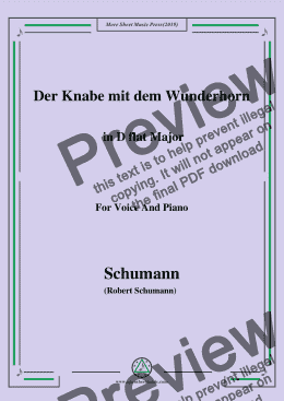 page one of Schumann-Der Knabe mit dem Wunderhorn,in D flat Major,for Voice and Piano