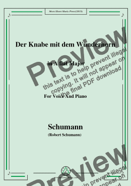 page one of Schumann-Der Knabe mit dem Wunderhorn,in A flat Major,for Voice and Piano