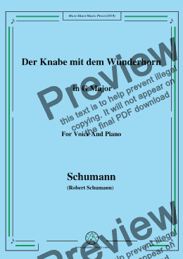 page one of Schumann-Der Knabe mit dem Wunderhorn,in G Major,for Voice and Piano