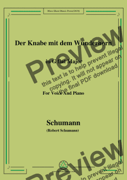 page one of Schumann-Der Knabe mit dem Wunderhorn,in G flat Major,for Voice and Piano