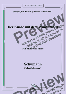 page one of Schumann-Der Knabe mit dem Wunderhorn,for Flute and Piano
