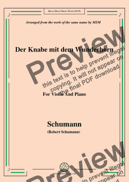 page one of Schumann-Der Knabe mit dem Wunderhorn,for Violin and Piano