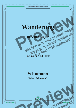 page one of Schumann-Wanderung,in A flat Major,for Voice and Piano