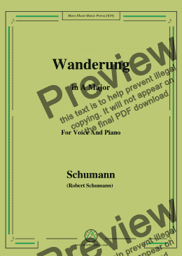 page one of Schumann-Wanderung,in A Major,for Voice and Piano