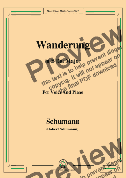page one of Schumann-Wanderung,in B flat Major,for Voice and Piano