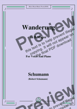 page one of Schumann-Wanderung,in B Major,for Voice and Piano