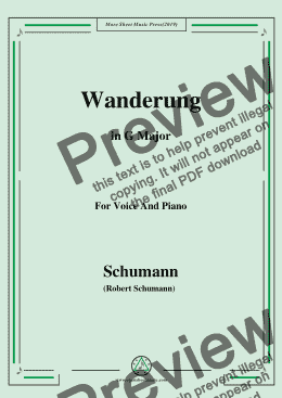 page one of Schumann-Wanderung,in G Major,for Voice and Piano