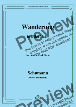page one of Schumann-Wanderung,in G flat Major,for Voice and Piano