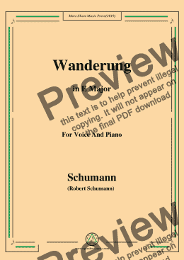 page one of Schumann-Wanderung,in E Major,for Voice and Piano