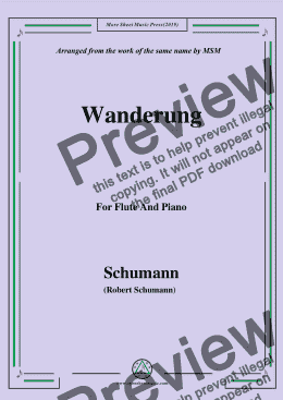 page one of Schumann-Wanderung,for Flute and Piano