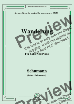 page one of Schumann-Wanderung,for Cello and Piano