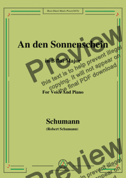 page one of Schumann-An den Sonnenschein,in B flat Major,for Voice and Piano
